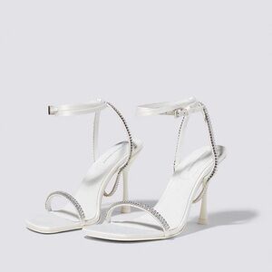 Jonathan Simkhai Ivory White Luxon Crystal Heeled Sandal Size 37 Or 6.5